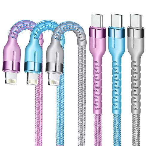 3 عبوات من كابلات USB C إلى Lightning معتمدة من MFi للشحن السريع بطول 3 أقدام مع سلك شاحن iPhone من النوع C المضفر من النايلون متوافق مع iPhone 14/13/12/11/X/8 & iPad in Saudi Arabia
