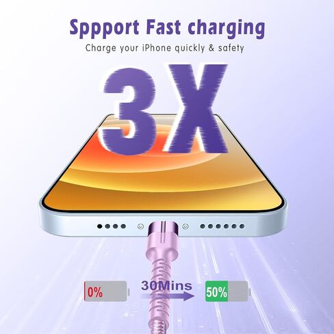 3 عبوات من كابلات USB C إلى Lightning معتمدة من MFi للشحن السريع بطول 3 أقدام مع سلك شاحن iPhone من النوع C المضفر من النايلون متوافق مع iPhone 14/13/12/11/X/8 & iPad in Saudi Arabia
