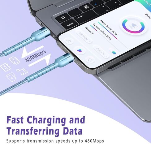3 عبوات من كابلات USB C إلى Lightning معتمدة من MFi للشحن السريع بطول 3 أقدام مع سلك شاحن iPhone من النوع C المضفر من النايلون متوافق مع iPhone 14/13/12/11/X/8 & iPad in Saudi Arabia