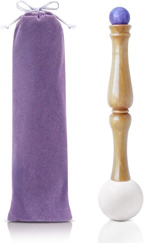 Singing Bowl Mallet,Rubber Mallet Striker with Silicone Head and Wooden Handle and Labradorite Gemstone Sphere for Playing Quartz Crystal Singing Bowls(GrayBlackIridescent) in Saudi Arabia