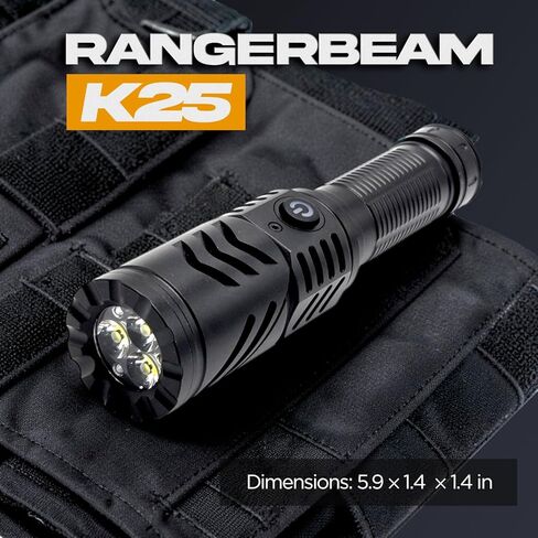Rechargeable Flashlight with Belt Clip Holster, Ultra Bright [2500LM] High-Lumen LED Flashlight for Tactical Duty Belts, Magnetic Base, 90 Swivel Head, for Camping, Law Enforcement (Aluminum Black) in Saudi Arabia