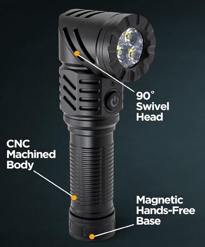 Rechargeable Flashlight with Belt Clip Holster, Ultra Bright [2500LM] High-Lumen LED Flashlight for Tactical Duty Belts, Magnetic Base, 90 Swivel Head, for Camping, Law Enforcement (Aluminum Black) in Saudi Arabia