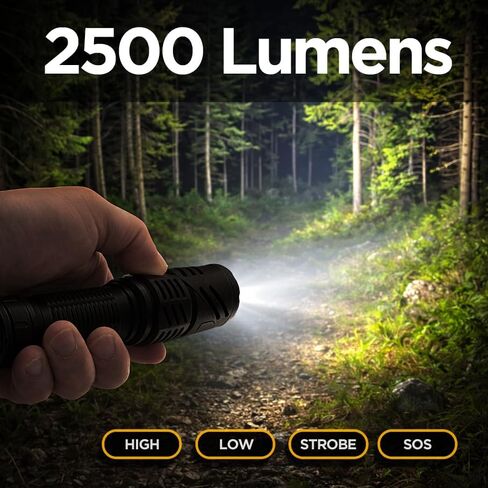 Rechargeable Flashlight with Belt Clip Holster, Ultra Bright [2500LM] High-Lumen LED Flashlight for Tactical Duty Belts, Magnetic Base, 90 Swivel Head, for Camping, Law Enforcement (Aluminum Black) in Saudi Arabia