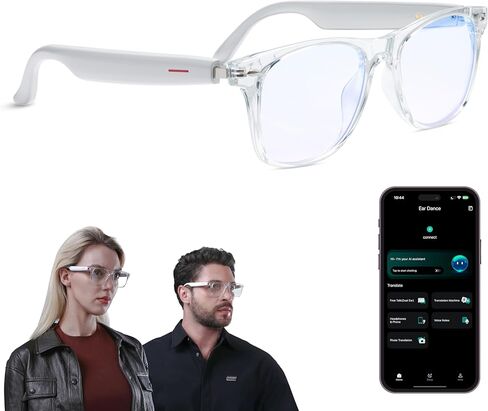 نظارات LIMU Gen 5 الذكية، نظارات AI مع مترجم AI في الوقت الحقيقي - نظارات بلوتوث مفتوحة الأذن مع مكبرات صوت، التحكم في مستوى الصوت واللمس، تشغيل/إيقاف تلقائي لمستشعر التآكل، إطار TR90 ممتاز للنساء والرجال in Kuwait