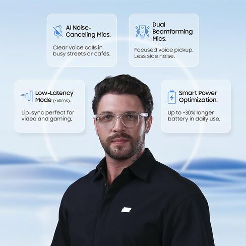 نظارات LIMU Gen 5 الذكية، نظارات AI مع مترجم AI في الوقت الحقيقي - نظارات بلوتوث مفتوحة الأذن مع مكبرات صوت، التحكم في مستوى الصوت واللمس، تشغيل/إيقاف تلقائي لمستشعر التآكل، إطار TR90 ممتاز للنساء والرجال in Kuwait