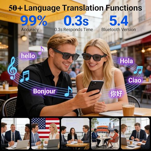 AI Smart Glasses with Camera, 8MP HD Video Recording Camera Smart Sunglasses, Bluetooth Translation Sunglasses, Touch Control Open Ear Audio glasses, Photochromic Lenses for Outdoor Sports Driving in Saudi Arabia