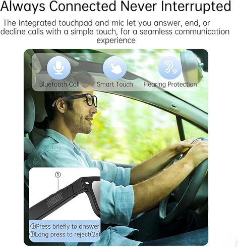 AI Smart Glasses with Camera, 8MP HD Video Recording Camera Smart Sunglasses, Bluetooth Translation Sunglasses, Touch Control Open Ear Audio glasses, Photochromic Lenses for Outdoor Sports Driving in Saudi Arabia