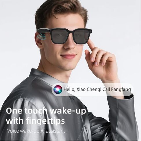 MEGREZ AI Smart Glasses with Camera, 1080P Video Recording, Real-Time Translation, Object Recognition, Audio & Music, Hands-Free Smart Sunglasses for Travel Vlogging Cycling Meetings in Saudi Arabia