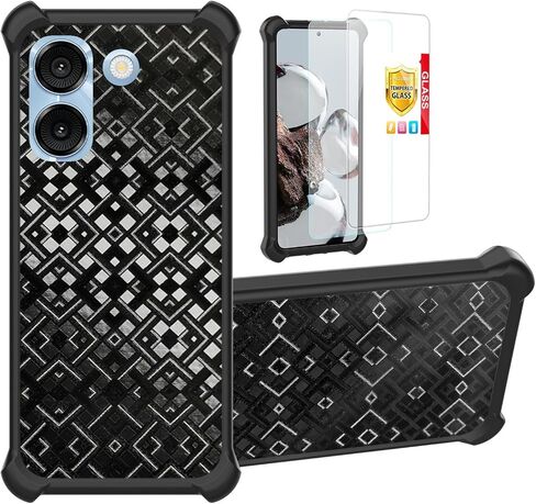 for AirVoice S67 5G / C67 /A67 Case Compatible for FOXXD Foxx S67 5G / C67 /A67 Phone Case Stand Cover [with 2*Tempered Glass Screen Protector] Hybrid Case [3D Multi-Directional Shape Change]Black in Saudi Arabia