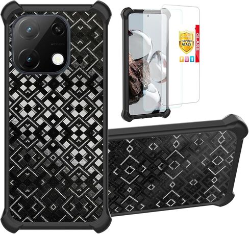 for AirVoice S67 5G / C67 /A67 Case Compatible for FOXXD Foxx S67 5G / C67 /A67 Phone Case Stand Cover [with 2*Tempered Glass Screen Protector] Hybrid Case [3D Multi-Directional Shape Change]Black in Saudi Arabia