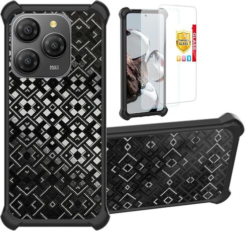 for AirVoice S67 5G / C67 /A67 Case Compatible for FOXXD Foxx S67 5G / C67 /A67 Phone Case Stand Cover [with 2*Tempered Glass Screen Protector] Hybrid Case [3D Multi-Directional Shape Change]Black in Saudi Arabia