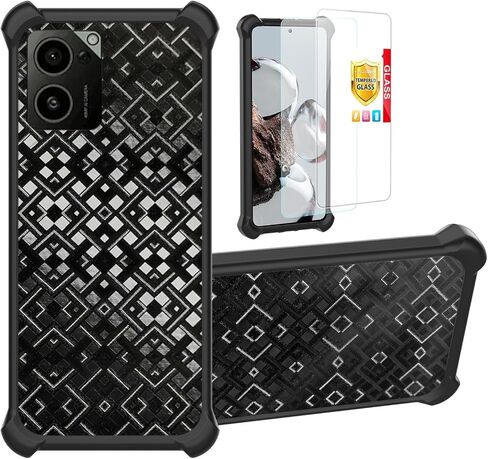 for AirVoice S67 5G / C67 /A67 Case Compatible for FOXXD Foxx S67 5G / C67 /A67 Phone Case Stand Cover [with 2*Tempered Glass Screen Protector] Hybrid Case [3D Multi-Directional Shape Change]Black in Saudi Arabia
