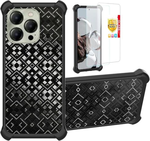 for AirVoice S67 5G / C67 /A67 Case Compatible for FOXXD Foxx S67 5G / C67 /A67 Phone Case Stand Cover [with 2*Tempered Glass Screen Protector] Hybrid Case [3D Multi-Directional Shape Change]Black in Saudi Arabia