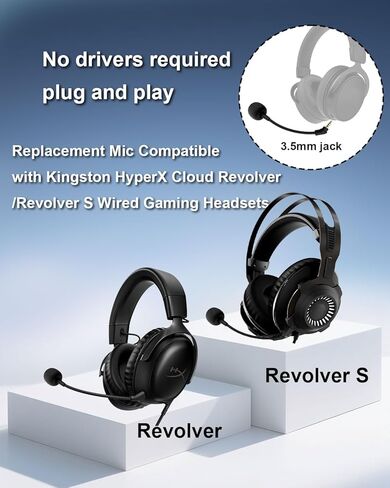ميكروفونات ألعاب بديلة لسماعات ألعاب Kingston HyperX Cloud Revolver/Revolver S، ميكروفون إلغاء الضوضاء للاتصال الواضح داخل اللعبة لأجهزة الكمبيوتر PS4 PS5، قابس 3.5 مم in Kuwait