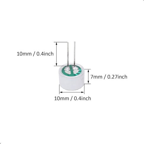 10Pcs Cylindrical Electret Condenser Microphone, 9767-58DB Mini Through Hole Electret Condenser Mic Pickup 10mm x 7mm, with 2 Pins 10mm for PCB in Saudi Arabia
