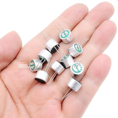 10Pcs Cylindrical Electret Condenser Microphone, 9767-58DB Mini Through Hole Electret Condenser Mic Pickup 10mm x 7mm, with 2 Pins 10mm for PCB in Saudi Arabia