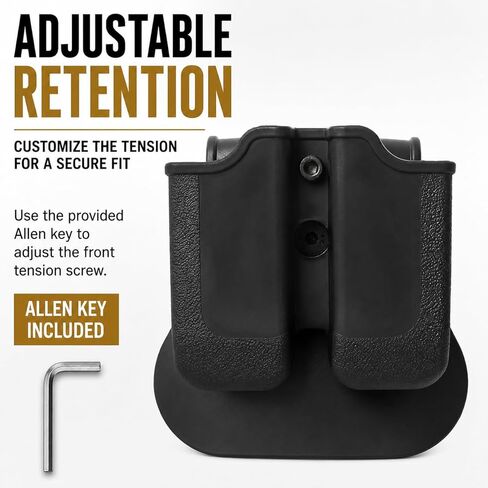 IMI Defense Double Magazine Pouch with Adjustable Retention for 1911 & Sig P220 – Single Stack Mag Holder, Fits S&W 4506/4516, Adjustable 360° Cant, Duty-Ready Polymer in Saudi Arabia