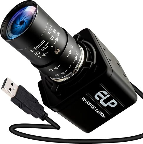 كاميرا USB عالمية بمصراع 90 إطارًا في الثانية وعدسة متغيرة البعد البؤري 10X 5-50 مم وكاميرا ويب UVC عالية السرعة، وآلة طباعة ثلاثية الأبعاد وكاميرا رؤية صناعية، التوصيل والتشغيل لأجهزة الكمبيوتر المحمول، Android وRaspberry Pi in Kuwait