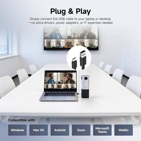 SVBONY SVN A1 360 Camera for Conference Room, 5MP 1080P HD Webcam with AI Driven Speaker Tracking,16.5 FT Mic Pickup, Noise Cancellation,Plug & Play, Compatible with Zoom/Teams/Meet for Small Meeting in Saudi Arabia