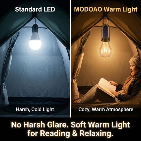 5-Pack Solar LED Camping Light Bulb, Rechargeable Emergency Light Bulbs for Power Outage, Portable Tent Lantern with Hook, Waterproof, for Tent, Hiking, Home in Saudi Arabia