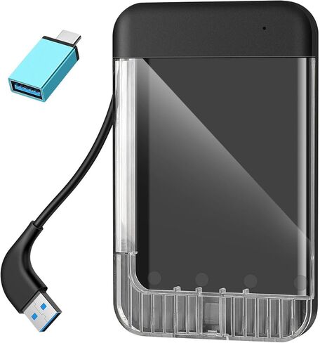 2.5" SATA to USB 3.0 Hard Drive Enclosure, 5Gbps Tool-Free Hidden Cord for 7mm 9.5mm HDD SSD 10TB Capacity (Not for 3.5") in Saudi Arabia