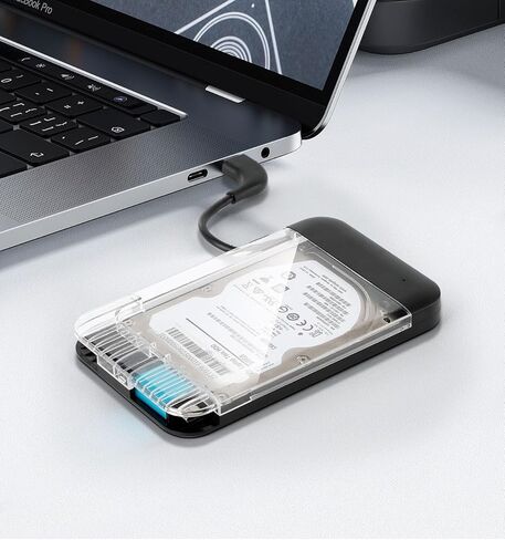 2.5" SATA to USB 3.0 Hard Drive Enclosure, 5Gbps Tool-Free Hidden Cord for 7mm 9.5mm HDD SSD 10TB Capacity (Not for 3.5") in Saudi Arabia