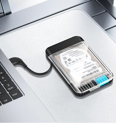 2.5" SATA to USB 3.0 Hard Drive Enclosure, 5Gbps Tool-Free Hidden Cord for 7mm 9.5mm HDD SSD 10TB Capacity (Not for 3.5") in Saudi Arabia