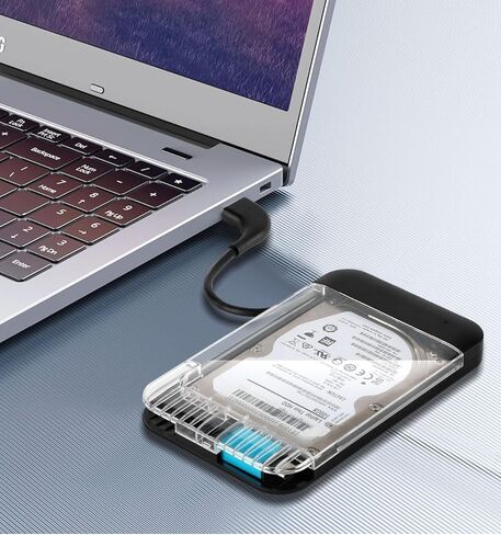 2.5" SATA to USB 3.0 Hard Drive Enclosure, 5Gbps Tool-Free Hidden Cord for 7mm 9.5mm HDD SSD 10TB Capacity (Not for 3.5") in Saudi Arabia