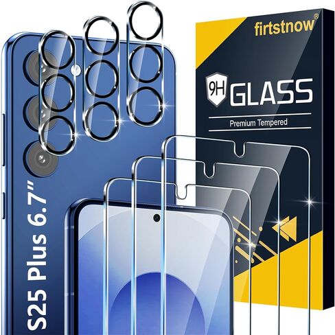 عبوة من 3 قطع من firtstnow لهاتف Samsung Galaxy S26 Ultra واقي شاشة من الزجاج المقسى + 3 قطع من واقي عدسة الكاميرا، مقاوم للكسر من الدرجة العسكرية، صلابة 9H، فتح بصمة الإصبع، مناسب للحافظة 6.9 بوصة in Kuwait