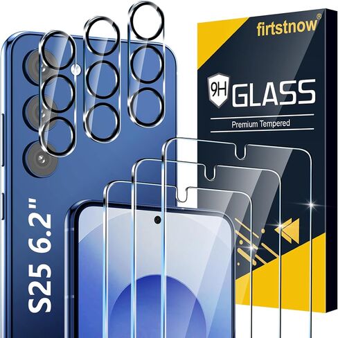 عبوة من 3 قطع من firtstnow لهاتف Samsung Galaxy S26 Ultra واقي شاشة من الزجاج المقسى + 3 قطع من واقي عدسة الكاميرا، مقاوم للكسر من الدرجة العسكرية، صلابة 9H، فتح بصمة الإصبع، مناسب للحافظة 6.9 بوصة in Kuwait
