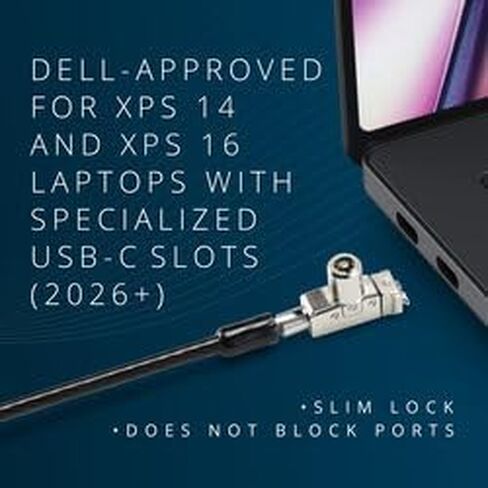 قفل كمبيوتر محمول بمفتاح من Kensington PortLock لفتحات قفل USB-C، وكابل من الفولاذ الكربوني المضاد للسرقة، يناسب فتحات أمان USB-C، وأجهزة MacBook M1/M2/M3/M4 وأجهزة USB-C (K64546WW) أسود in Kuwait
