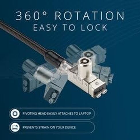 قفل كمبيوتر محمول بمفتاح من Kensington PortLock لفتحات قفل USB-C، وكابل من الفولاذ الكربوني المضاد للسرقة، يناسب فتحات أمان USB-C، وأجهزة MacBook M1/M2/M3/M4 وأجهزة USB-C (K64546WW) أسود in Kuwait