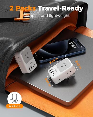 Type G Adapter for Travel 28W, TESSAN US to UK Plug Adapter with 4 Outlets 5 USB Ports (3 USB-C), Power Outlet Adaptor for USA to Ireland England London British Scotland Hong Kong Kenya, 2 Packs in Saudi Arabia