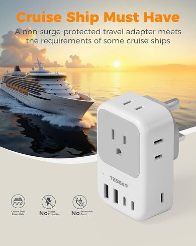 Type G Adapter for Travel 28W, TESSAN US to UK Plug Adapter with 4 Outlets 5 USB Ports (3 USB-C), Power Outlet Adaptor for USA to Ireland England London British Scotland Hong Kong Kenya, 2 Packs in Saudi Arabia