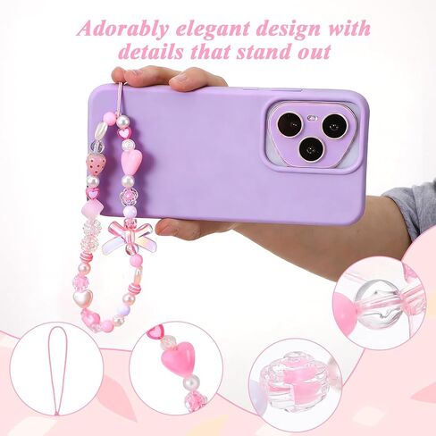 Mabor 2Pcs Bow Phone Charm Wrist Strap, Pink Strawberry Cellphone Case Charm Strap, Aesthetic Beaded Lanyard Wrist Straps, Y2K String for Bag Camera Decoration Accessories in Saudi Arabia