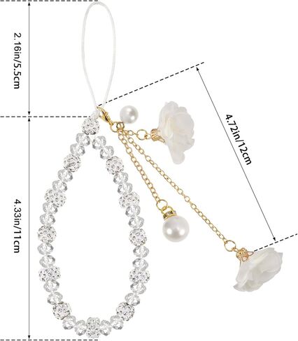 JATEBI Phone Charm String Chain Strap Cute Keychains Beaded Phone Strap Cell Phone Charms Beaded Lanyard Kawaii Creative Crystal Flower Pendant in Saudi Arabia