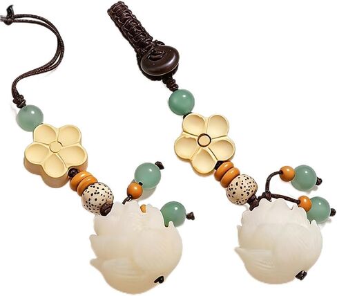 2Pcs Fortune Bodhi Lotus Flower Phone Charm Cute Keychains for Women Lotus Beaded Keychain Bag Charms Flower Car Keychain Phone Accessories Charm Aesthetic Keychains Purse Charms for Handbags in Saudi Arabia