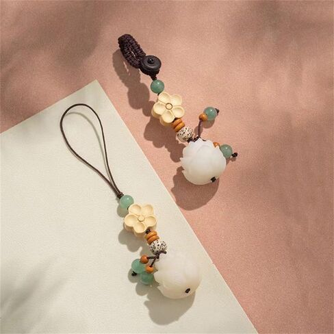 2Pcs Fortune Bodhi Lotus Flower Phone Charm Cute Keychains for Women Lotus Beaded Keychain Bag Charms Flower Car Keychain Phone Accessories Charm Aesthetic Keychains Purse Charms for Handbags in Saudi Arabia