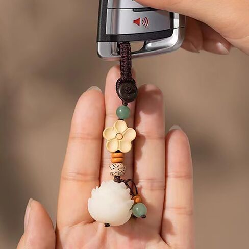 2Pcs Fortune Bodhi Lotus Flower Phone Charm Cute Keychains for Women Lotus Beaded Keychain Bag Charms Flower Car Keychain Phone Accessories Charm Aesthetic Keychains Purse Charms for Handbags in Saudi Arabia