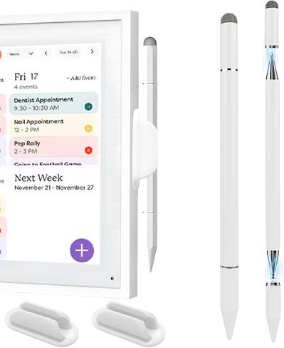 Stylus Pen for Echo Show 15/21 Inch with Holder Mount, 3 in 1 Magnetic Capacitive Stylus with Fiber Mesh Tip and Disc Tip, Compatible with All Capacitive Touchscreens in Saudi Arabia