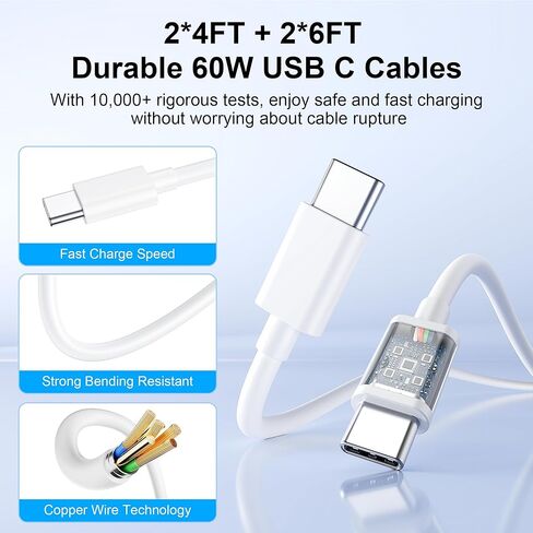 شاحن Otovoda 40 وات من النوع C شحن سريع لهاتف iPhone 17 16 15، كتلة شاحن USB C قابلة للطي بمقبس USBC لشواحن الحائط مع كابلات 6FT لهاتف iPhone 17 Pro Max/17 Pro/17/16/16 Pro Max/15 Pro Max 2 Pack in Saudi Arabia