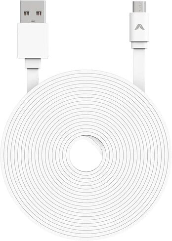 كابل تمديد طاقة Micro USB بطول 14 قدم/4.5 متر لكاميرا Abode Cam 2، وWyze Cam v3 v2، وOculus Go، وNetvue، وKasa Cam، وFurbo Dog، وBlink، وسلك شحن USB مسطح إلى Micro USB. in Kuwait
