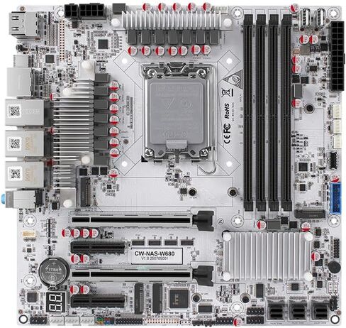 W680 12 Bay NAS ATX10Gbps Server NAS Motherboard Workstation/Server Grad Four ddr5 Two hdmi Two dp, 2x2.5G 3xnvme Support vPro Remote Management Function 3xSFF8643 (10G W680 NAS 3xSFF-8643) in Saudi Arabia