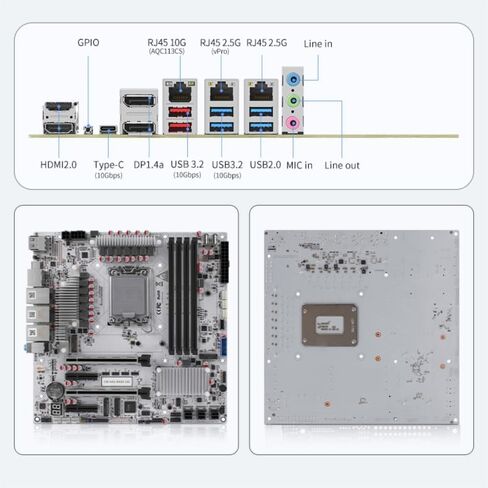 W680 12 Bay NAS ATX10Gbps Server NAS اللوحة الأم محطة العمل/الخادم Grad Four ddr5 اثنان hdmi اثنان dp، 2x2.5G 3xnvme يدعم وظيفة الإدارة عن بعد vPro 3xSFF8643 (10G W680 NAS 3xSFF-8643) in Kuwait