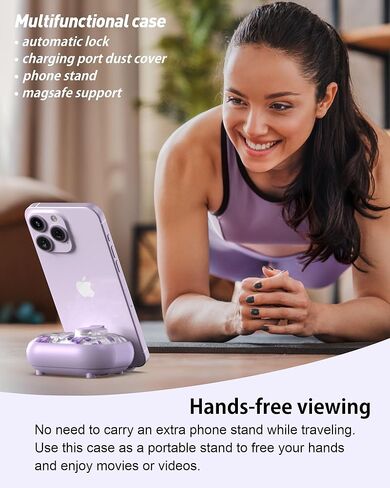 TATOFY for AirPod Pro 3 Case (2025) with Phone Stand Lanyard Lock Cleaning Kit, Compatible with Magsafe, Flowers Hard AirPods Pro 3rd Generation Cover for Women (Purple, AirPods Pro 3) in Saudi Arabia