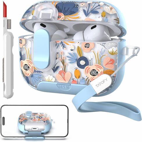 TATOFY for AirPod Pro 3 Case (2025) with Phone Stand Lanyard Lock Cleaning Kit, Compatible with Magsafe, Flowers Hard AirPods Pro 3rd Generation Cover for Women (Purple, AirPods Pro 3) in Saudi Arabia