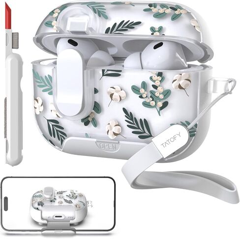 TATOFY for AirPod Pro 3 Case (2025) with Phone Stand Lanyard Lock Cleaning Kit, Compatible with Magsafe, Flowers Hard AirPods Pro 3rd Generation Cover for Women (Purple, AirPods Pro 3) in Saudi Arabia