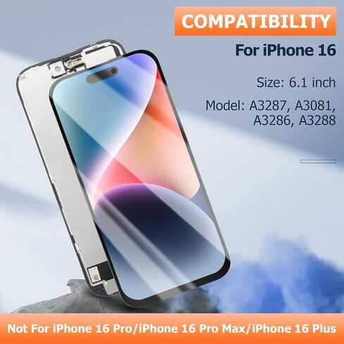 INCELL for iPhone 16 Screen Replacement for iPhone 16 LCD Display A3287, A3081, A3286, A3288 LCD Digitizer Touch Screen Assembly Repair Kit in Saudi Arabia