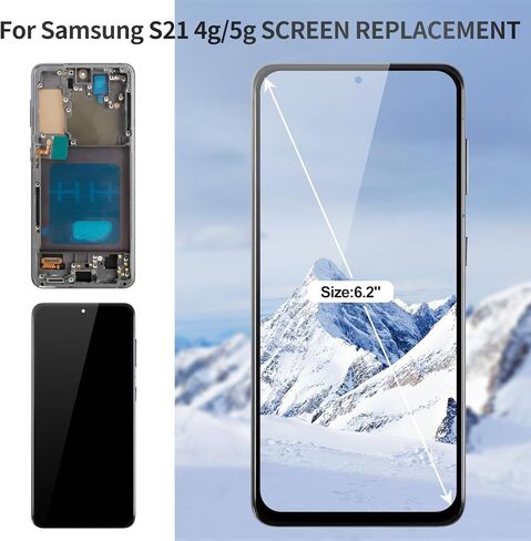 TFT for Samsung S21 4g LCD Screen Replacement Digitizer for Samsung S21 5g SM-G991U Screen for Galaxy S21 5g SM-G991W Display Touch Assembly with Frame SM-G990 SM-G991 Black in Saudi Arabia