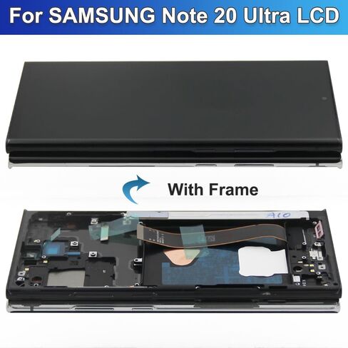 قطعة بديلة لشاشة OLED لهاتف Samsung Galaxy Note20 Ultra 5G، مجموعة عرض رقمية تعمل باللمس مع إطار ومجموعة أدوات، 120 هرتز، تدعم بصمة الإصبع (أسود، SM-N986B، SM-N986B/DS، SM-N986U) in Kuwait